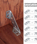 Heavy Duty Stainless Steel Corner Brackets for Wood Right Angle Furniture Connectors for Shelves, Tables, Chairs, and Cabinets Durable Rust Resistant Includes Screws Ideal for DIY Projects angled on wood