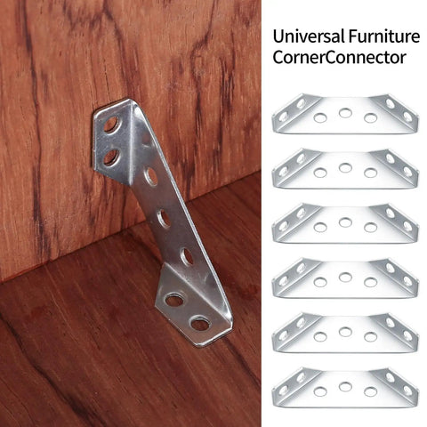 Heavy Duty Stainless Steel Corner Brackets for Wood Right Angle Furniture Connectors for Shelves, Tables, Chairs, and Cabinets Durable Rust Resistant Includes Screws Ideal for DIY Projects angled on wood