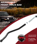 Beefed-Up Front Adjustable Track Bar For Jeep Wrangler JK JKU 2007 Through 2018 Fits 1-6 Inch Lift 1.5 Inch OD Solid Steel Panhard Bar Eliminates Death Wobble Maintenance Free Sealed Bushing Black installed on a Jeep JK