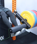 Leg Extension And Curl Machine Attachment for Power Rack and Home Gym, thick foam roller, steel build in use