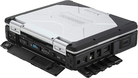Toughbook CF31 MK3 Badass Rugged Laptop Featuring Rock Solid Heavy Duty Armor, showcasing ports and rugged design.