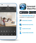 Amcrest View Pro app showing live feed from Two Pack ProHD 1080P WiFi Security Cameras With Pan Tilt And 2 Way Audio.