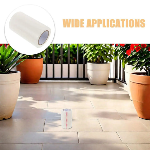Enjoy Zero Sweat Fixes And Keep Your Greenhouse Sealed Tight Through Any Change With Heavy Duty BOPP Waterproof Patch Tape For Plastic Sheeting Repair Needs on a patio with potted plants.
