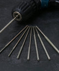 Diamond Burr Set For Carving And Engraving, Pro Grade 8 Piece Long Shank Diamond Grinding Bits For Dremel Rotary Tools on black surface