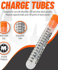 Magnum Charge Tubes For BH209 Muzzleloaders 150 Grain Powder Capacity with graduations and orange cap