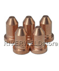 Extended 40 Amp Plasma Nozzle 192052 And Plasma Electrodes 192048 Kit for Miller ICE Torches, ten copper nozzles displayed.