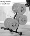 Heavy Duty Steel Wire Spool Rack Organizer For 4 6 8 Reels Industrial Cable Dispenser on wheels with PVC pulleys in workshop