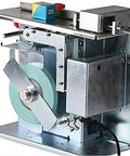 Semi Automatic Labeler To Hit Those Sharp Corners Dead On With Ninety Degree Seal And No Sweat Small Batch Packing On Standard 110V Line For Fast Daily Grind, showing metal body, feed roller, and adjustable components.