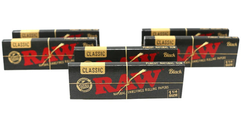 Classic Black One And A Quarter Size Natural Unrefined Ultra Thin 79mm Rolling Papers Six Packs Unbleached For Smooth Herbal Blends