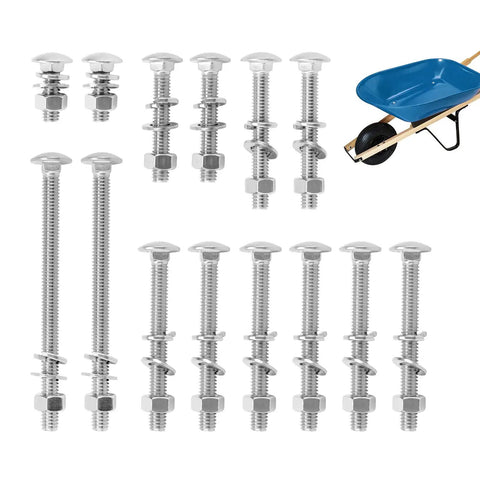 Heavy Duty 14 Piece 304 Stainless Steel Wheelbarrow Bolts And Nut Kit With Carriage Bolts Five Sixteen Inch Replacement Hardware