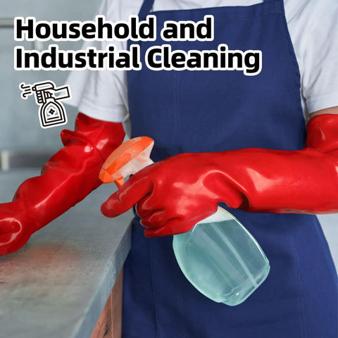 Extra Long Heavy Duty PVC Work Gloves Built Tough As Nails To Conquer Boiling Water And Harsh Chemicals during cleaning.