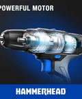 Close-up of 20V Cordless Drill Driver Kit With 1.5Ah Battery And Charger, showing internal motor mechanism.