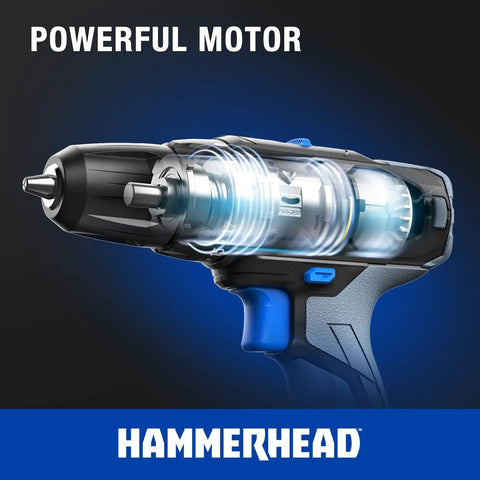 Close-up of 20V Cordless Drill Driver Kit With 1.5Ah Battery And Charger, showing internal motor mechanism.