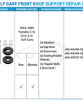 Heavy Duty Golf Cart Front Roof Top Support Repair Kit Locks Down Loose Panels Tight With Stainless Screws Nuts And Washers, includes washers and cap nuts.