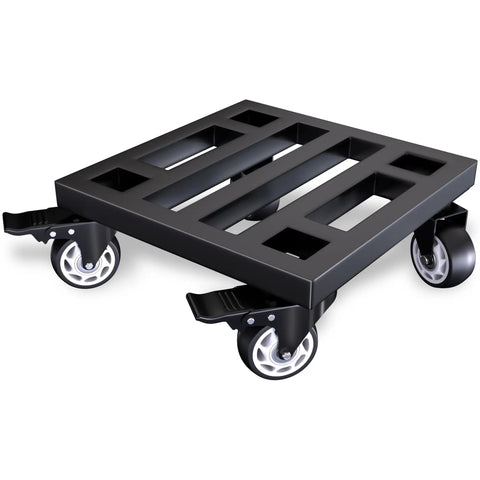 Heavy Duty Metal Air Compressor Cart With Dual Locking Caster Wheels Holds Eight Hundred Pounds flat base with wheels for easy mobility