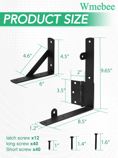 Anti Sag Gate Kit Two Pack Heavy Duty Fence Gate Hardware For Durable Wood And Metal Gates, Steel Construction, Rust Proof Design, Supports Up To 120 Lbs Per Gate, Easy Install And Long Lasting Performance, product size diagram