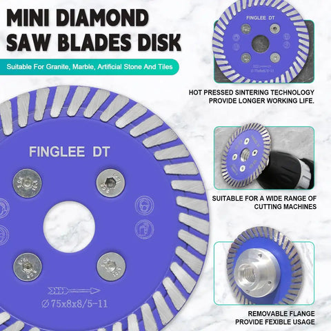 Mini Diamond Saw Blades Set 40mm 50mm 75mm For Stone Granite Carving And Easy, Precise Cutting Turbo Disc With 5/8-11