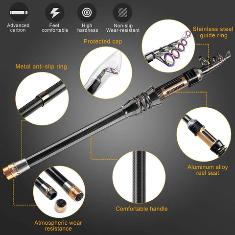 carbon fiber telescopic fishing rod Bombrooster Rods Reel Combo HA 3000 TROUTBOY 2.7M Fishing Rod and