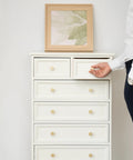 Gold Dresser Knobs Set Of 10 Small Gold Drawer Knobs For Cabinets And Furniture Easy Install With Included Screws One Inch And One And Three Quarter Inch Sleek Modern Hardware Upgrade For Dressers Cabinets Chests And Nightstands on white dresser