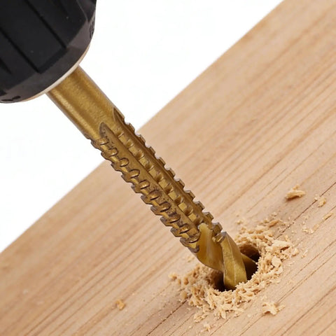 Slick Heavy Duty Three Pack HSS Twist Drill Bit Set Features Serrated Grooving Cutters And Secure Hex Shank Grip for drilling wood.