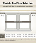 Diagram showing curtain rod size selection for Heavy Duty Curtain Rod For Windows 66 To 120 Inch Adjustable 1 Inch Gold Rod
