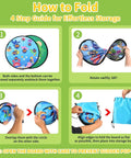 Folding guide for Toddler Golf Set 5 In 1 For Kids Indoor Outdoor Golf Toy with mat insertion into storage bag.