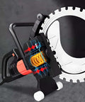 Badass 8900W Brushless Concrete Ring Saw Cuts Through Brick Like Butter With No Nonsense Water Dust Control And Heavy Titanium Blades For Thick Walls And Foundations Shop Ready Gear showing cutaway of motor and blade design.