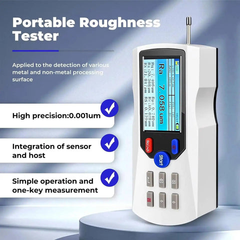 Handheld Digital Profilometer Surface Roughness Tester with 5 Micron Diamond Stylus and Inductive Sensor display