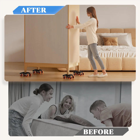 Five Wheel Furniture Dolly With Upgraded Guardrails For No Slip Handling, Heavy Duty Lifter Tool Included, Floor Friendly Soft Rubber Wheels