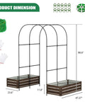 Do It All Galvanized Raised Garden Bed Set With Two Beds And 87 Inch Arch Trellis, metal planter with trellis dimensions