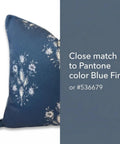 Dark Blue Floral Chinoiserie Pillow Cover 20-Inch Square Throw Pillow Case for Coastal Grandmillennial Decor Navy and White Block Print Accent for Living Room Durable Upholstery Fabric, side view