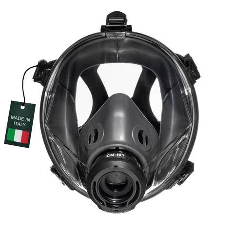 Front view of a Full Face Industrial Gas Mask with 40mm NATO Filter Compatibility and Advanced Valve Design, showcasing the mask's build.