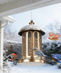 Large Capacity Metal Bird Feeder For Outdoor Hanging Built To Last Heavy Duty Wild Bird Feeder With Lantern Shaped Vintage Look