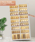 Collapsible 9 Tier Shoe Rack Organizer With Doors, 36 Pairs Capacity, Foldable Plastic Shoe Cabinet, Easy Assembly