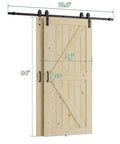 Double 36x84 Inch Solid Wood Panel Bypass Barn Door For 63x84 Opening With Sliding Hardware Kit Unfinished Surface Ready To Stain
