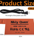 Automotive Silicone Battery Heater Pad With Smart Thermostatic Control and Uniform Heating Wires, 8.2x5.5 inch, power cord included.