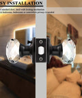 10 Pack Crystal Glass Round Doorknobs With Oil Rubbed Bronze Base Interior Privacy Locks for Bedroom and Bathroom Doors
