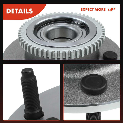 Close-up of Beefed-Up Front Wheel Bearing And Hub Assembly With ABS Ring For Dodge Ram 1500 2000 2001 5-Lug RWD 2-Pack