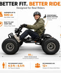 Trail Ready Electric Go Kart For Adults With 4000W Peak Power And 31 MPH Top Speed Off Road Suspension side profile with rider