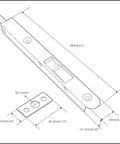 Diagram of Brass Flush Bolt 7 Inch With Solid Brass Face Plate And Strike, showing dimensions and square mounting option.