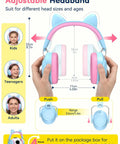 Kids Noise Canceling Ear Muffs 32dB SNR For Concerts And Fireworks Adjustable Hearing Protection For Autism Sensory Memory Foam Padding And Breathable PU Leather Blue With Fun Stickers, adjustable headband shown with size range