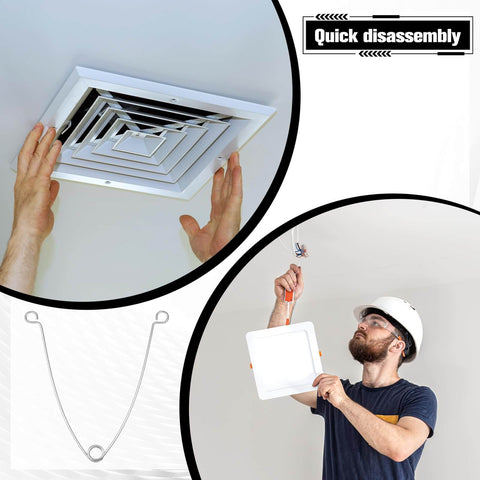 Six Pack Recessed Light Spring Clips Set, shown being installed by a man holding the ceiling panel with torsion clips visible.