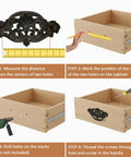 Instructions for installing Durable Zinc Alloy Dark Antique Bronze 3 Inch C-C Vintage Drawer Pulls on cabinet drawers.
