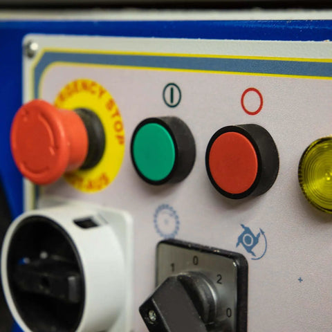Push Button Station Box With Four 22mm Button Apertures, Waterproof Sealed Plastic Electrical Enclosure, Surface Mount Control Panel Box For Industrial Machinery, Heavy Duty Anti Corrosion Workhorse Pushbutton Box with red, green, and yellow buttons