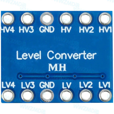 Four Channel Bidirectional Logic Level Shifter Module 3.3V To 5V And 5V To 3.3V, blue circuit board with labeled pins