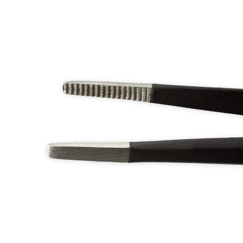 Close-up of Pro Grade Precision Tweezers Set With Extra Fine Angled And Blunt Tips For Electronics Repair Hobby Industrial Crafting