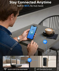 Wifi Smart Deadbolt Lock Set With Two Lever Handles And Keypad Front Door Upgrade Level Up Your Home Security With This No Fuss Install And Reliable Remote Access For Everyday Grind. Man using phone to control smart lock.