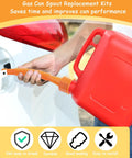 12 Pack Gas Can Spout Replacement Kit With Bendable Nozzle Screw Collar Caps Gasket Stoppers And Vent Caps For Most Oil Gas Water Cans Orange For Home Use shown being used to fill car's fuel tank