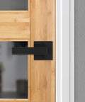 Matte Black Dummy Door Handle Lever For Single Sided Interior Doors Easy Install Push Pull Non Turning Reversible For Right Or Left Handed Closets French Double Doors Pantry Microban Protected Finish on bamboo door