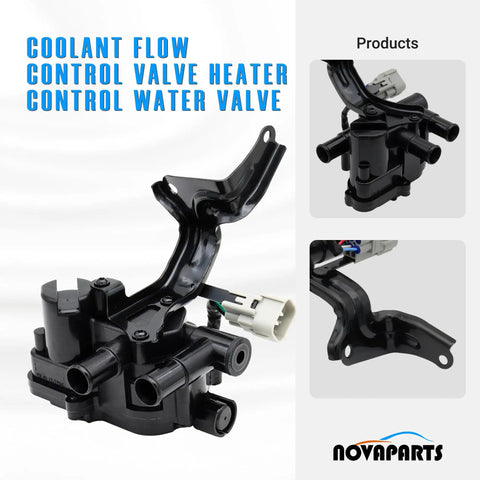 Coolant flow control water valve assembly for Toyota Prius Hybrid, direct bolt-in fit, black plastic with multiple hoses.